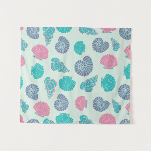 Pastellseashell-Muster Wandteppich (Vorderseite (Horizontal))