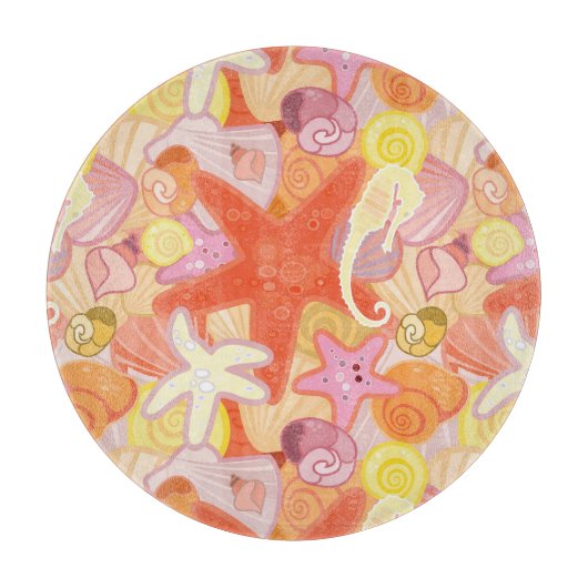 Pastellseegeschöpf-Muster Schneidebrett (Vorderseite)