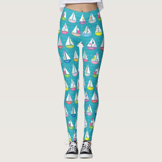 PastellSegelboot-Muster Leggings (Vorderseite)