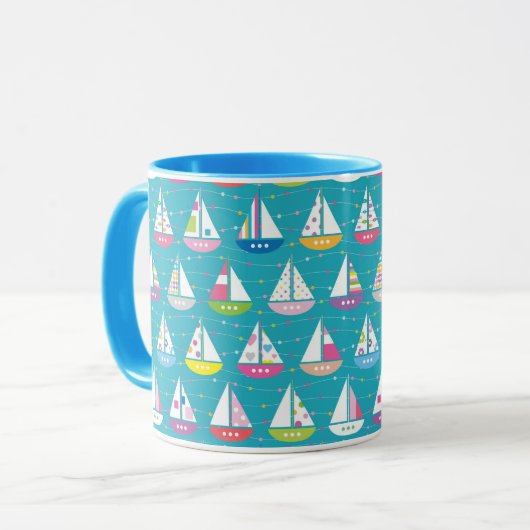 PastellSegelboot-Muster Tasse (Vorderseite Links)