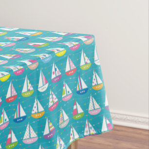 PastellSegelboot-Muster Tischdecke