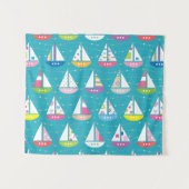 PastellSegelboot-Muster Wandteppich (Vorderseite (Horizontal))