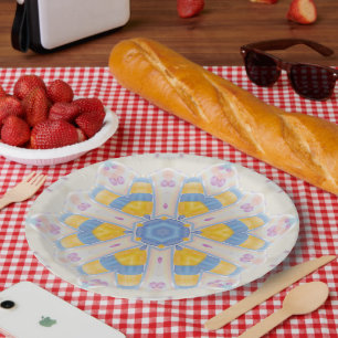 Pastellstern süß rosa gelb blau Herz Pappteller