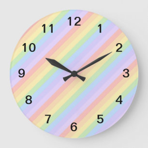 Pastellstreifen aus Regenbogen. Große Wanduhr