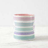Pastellstreifen Blassrosa Lila Zweifarbige Tasse (Mittel)