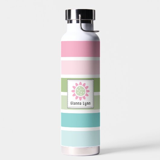 Pastellstreifen Blumenmonogramm Trinkflasche (Links)