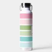 Pastellstreifen Blumenmonogramm Trinkflasche (Vorne)