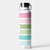 Pastellstreifen Blumenmonogramm Trinkflasche (Rückseite)