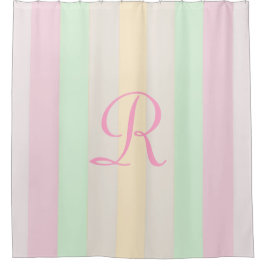 Pastellstreifen Duschvorhang blass rosa Monogramm