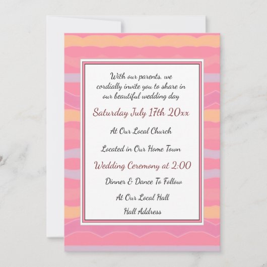 Pastellstreifen für Hochzeitsfeiern Einladung (Vorderseite)