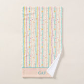 Pastellstreifen für Monogramm und Blume Rosa Aquam Badhandtuch Set (Handtuch)