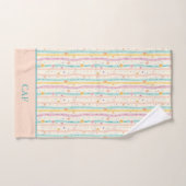 Pastellstreifen für Monogramm und Blume Rosa Aquam Badhandtuch Set (Handtuch)