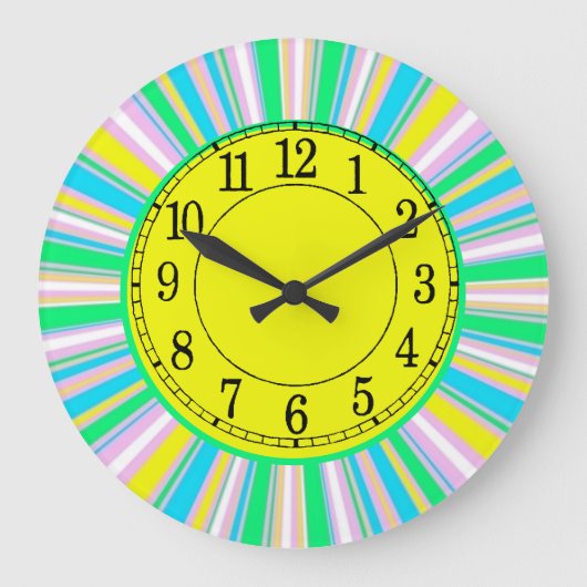 Pastellstreifen Große Wanduhr (Vorderseite)