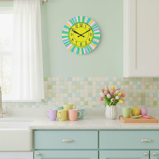 Pastellstreifen Große Wanduhr