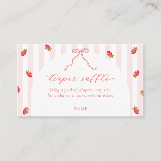 Pastellstreifen Himbeer-Baby-Shower-Windeln-Raffle Begleitkarte (Vorderseite)