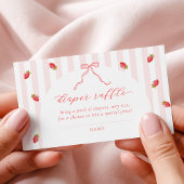 Pastellstreifen Himbeer-Baby-Shower-Windeln-Raffle Begleitkarte