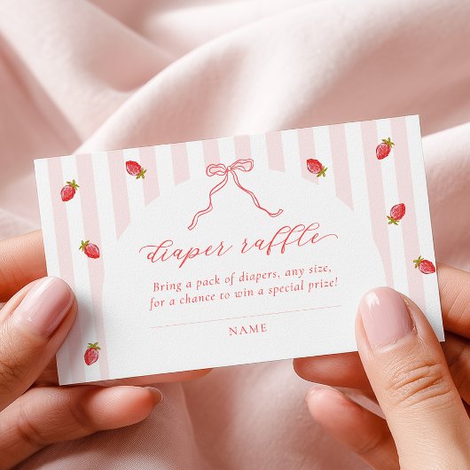 Pastellstreifen Himbeer-Baby-Shower-Windeln-Raffle Begleitkarte