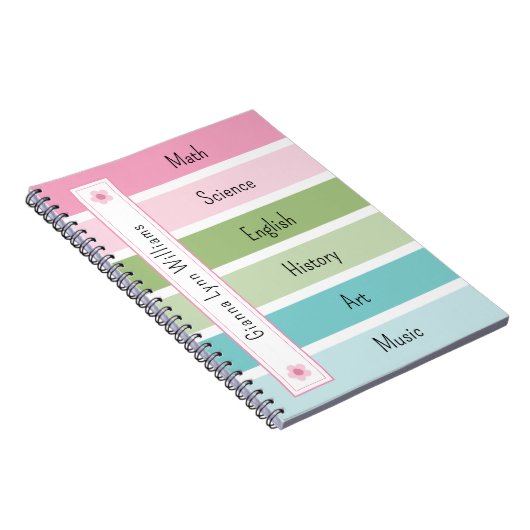 Pastellstreifen Mit Monogramm zurück zur Schule Notizblock (Rechte Seite)