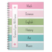 Pastellstreifen Mit Monogramm zurück zur Schule Notizblock (Vorderseite)