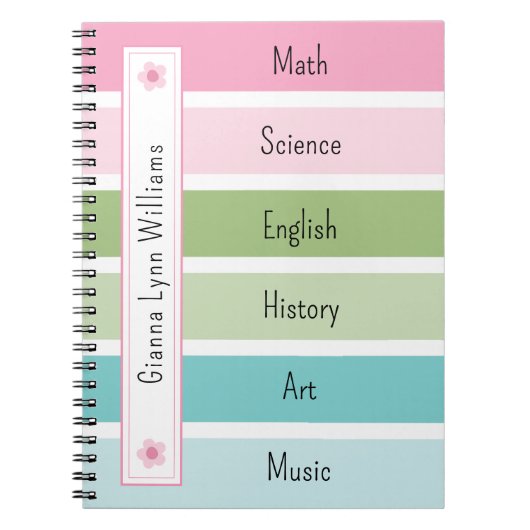 Pastellstreifen Mit Monogramm zurück zur Schule Notizblock (Vorderseite)