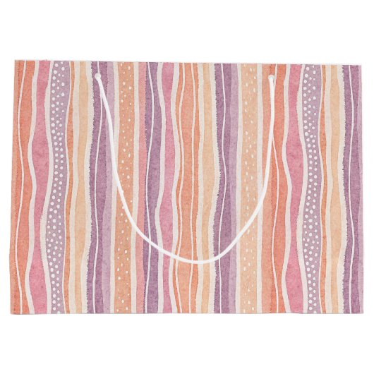 Pastellstreifen Muster Große Geschenktüte (Rückseite)