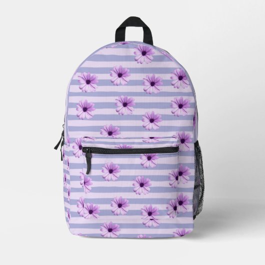 Pastellstreifen-Muster mit Daisis Bedruckter Rucksack (Vorderseite)