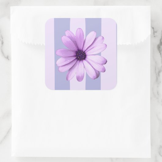 Pastellstreifen-Muster mit Daisis Quadratischer Aufkleber (Tasche)