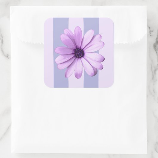 Pastellstreifen-Muster mit Daisis Quadratischer Aufkleber (Tasche)