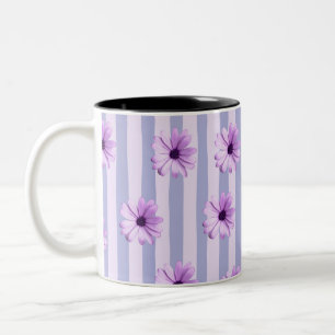 Pastellstreifen-Muster mit Daisis Zweifarbige Tasse