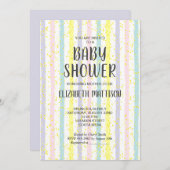 Pastellstreifen neutrale Babydusche Einladung (Vorne/Hinten)