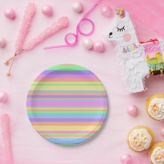 Pastellstreifen Pappteller (Party)