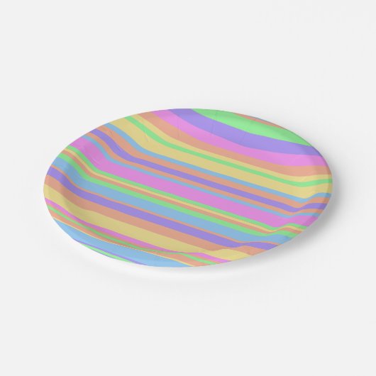 Pastellstreifen Pappteller (Schrägansicht)