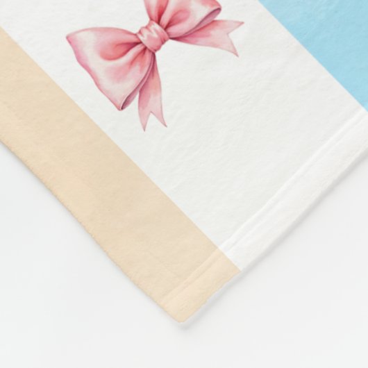 Pastellstreifen - Paw-Prints, blaue Blume, rosa Bo Fleecedecke (Ecke)