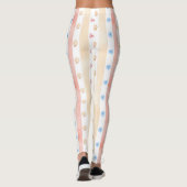 Pastellstreifen - Paw-Prints, blaue Blume, rosa Bo Leggings (Rückseite)