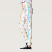 Pastellstreifen - Paw-Prints, blaue Blume, rosa Bo Leggings (Links)