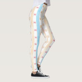 Pastellstreifen - Paw-Prints, blaue Blume, rosa Bo Leggings (Rechts)