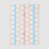Pastellstreifen - Paw-Prints, blaue Blume, rosa Bo Seidenpapier (Vorderseite)