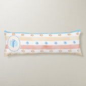 Pastellstreifen - Paw-Prints, blaue Blume, rosa Bo Seitenschläferkissen (Rückseite)