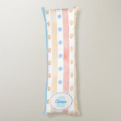 Pastellstreifen - Paw-Prints, blaue Blume, rosa Bo Seitenschläferkissen (Rückseite (Vertikal))