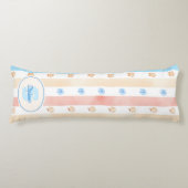 Pastellstreifen - Paw-Prints, blaue Blume, rosa Bo Seitenschläferkissen (Vorderseite)