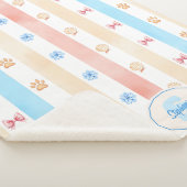 Pastellstreifen - Paw-Prints, blaue Blume, rosa Bo Sherpadecke (3/4)