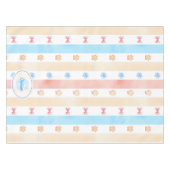 Pastellstreifen - Paw-Prints, blaue Blume, rosa Bo Tischdecke (Vorderseite (Horizontal))