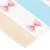 Pastellstreifen - Paw-Prints, blaue Blume, rosa Bo Tischdecke (Schrägansicht)