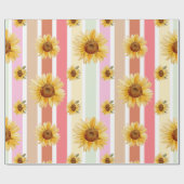 Pastellstreifen Sonnenblumen Geschenk Packpapier (Flach)