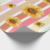 Pastellstreifen Sonnenblumen Geschenk Packpapier (Ecke)