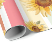 Pastellstreifen Sonnenblumen Geschenk Packpapier (Rolleneckpunkt)