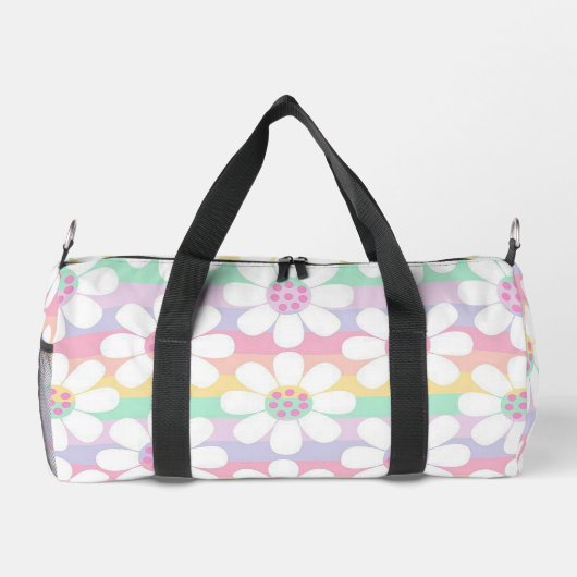 Pastellstreifen und Blume Duffle Bag (Rückseite)
