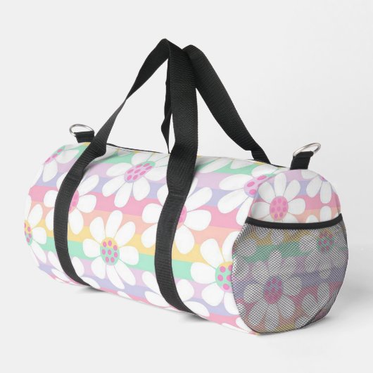 Pastellstreifen und Blume Duffle Bag (Rechte Ecke)