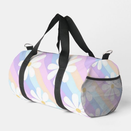 Pastellstreifen und Blume Duffle Bag (Rechte Ecke)