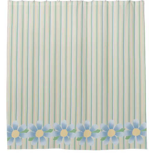 Pastellstreifen und Blume Duschvorhang (Vorderseite)